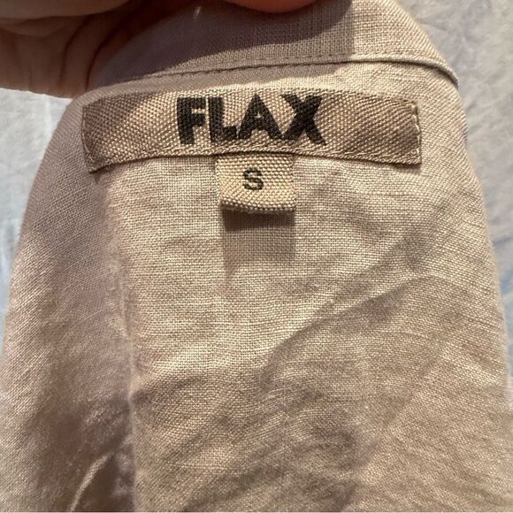 FLAX Women's Linen Button Down Collared Shirt Size Small Coastal Grandma - Picture 7 of 9